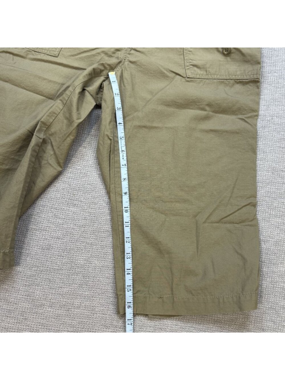 Caribbean Joe Cargo Capris Womens Size 12 Khaki Pockets Tab Cuffs 100% Cotton - Picture 11 of 13